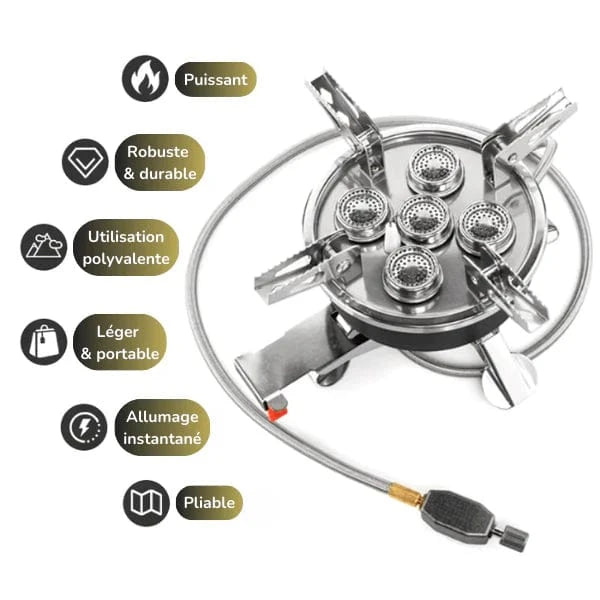 Flamme Évasion™ – Réchaud à gaz 5 brûleurs / 8800W